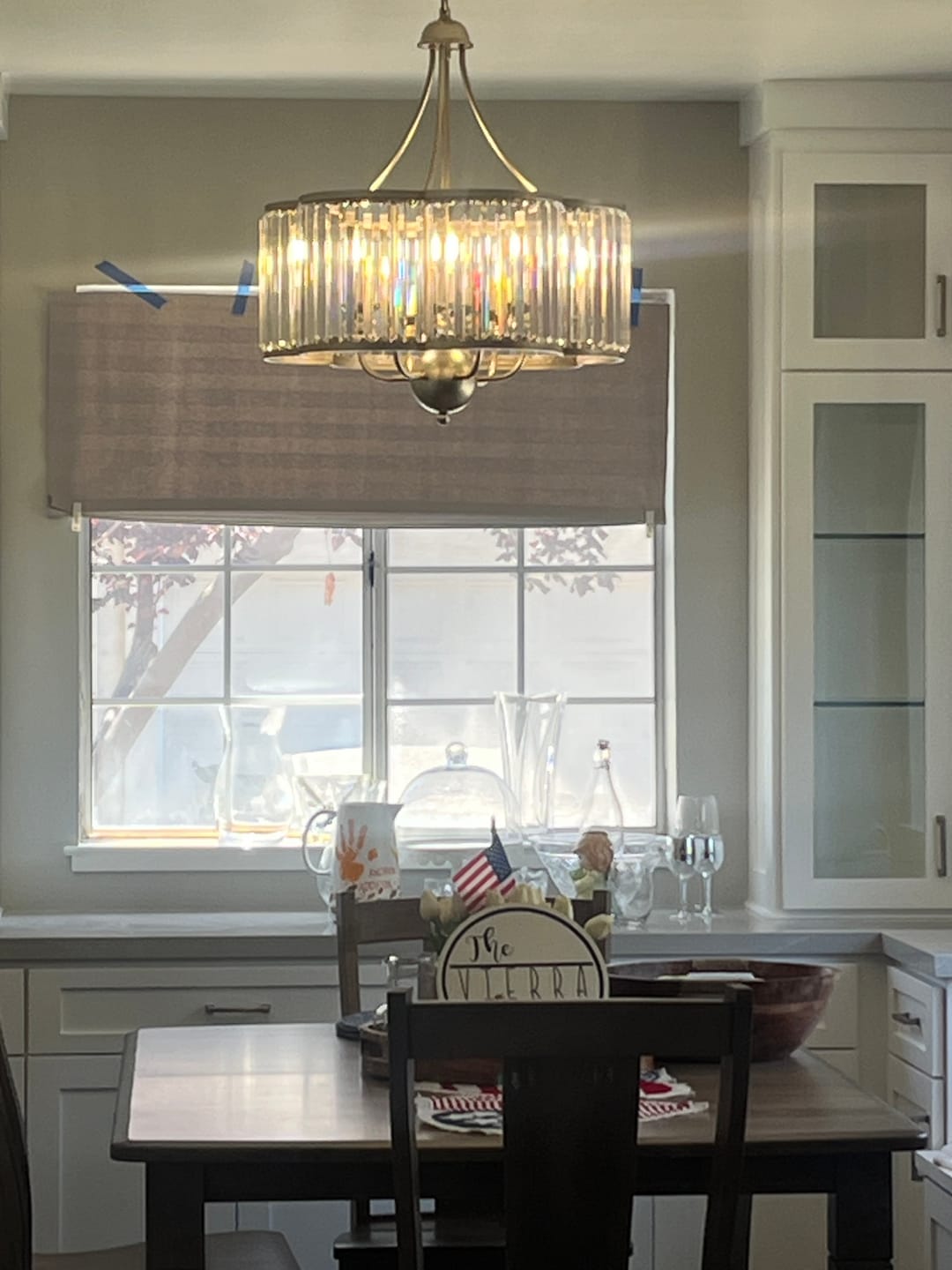 Customer photo review of Shabby Chic Antique Silver Crystal Cage Pendant Light