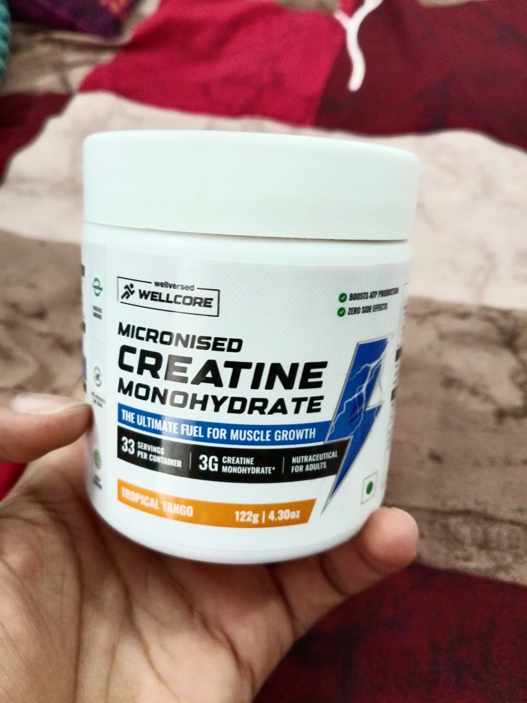 Customer photo review of Wellcore - Pure Micronised Creatine Monohydrate (122g, 33 Servings) Tropical Tango