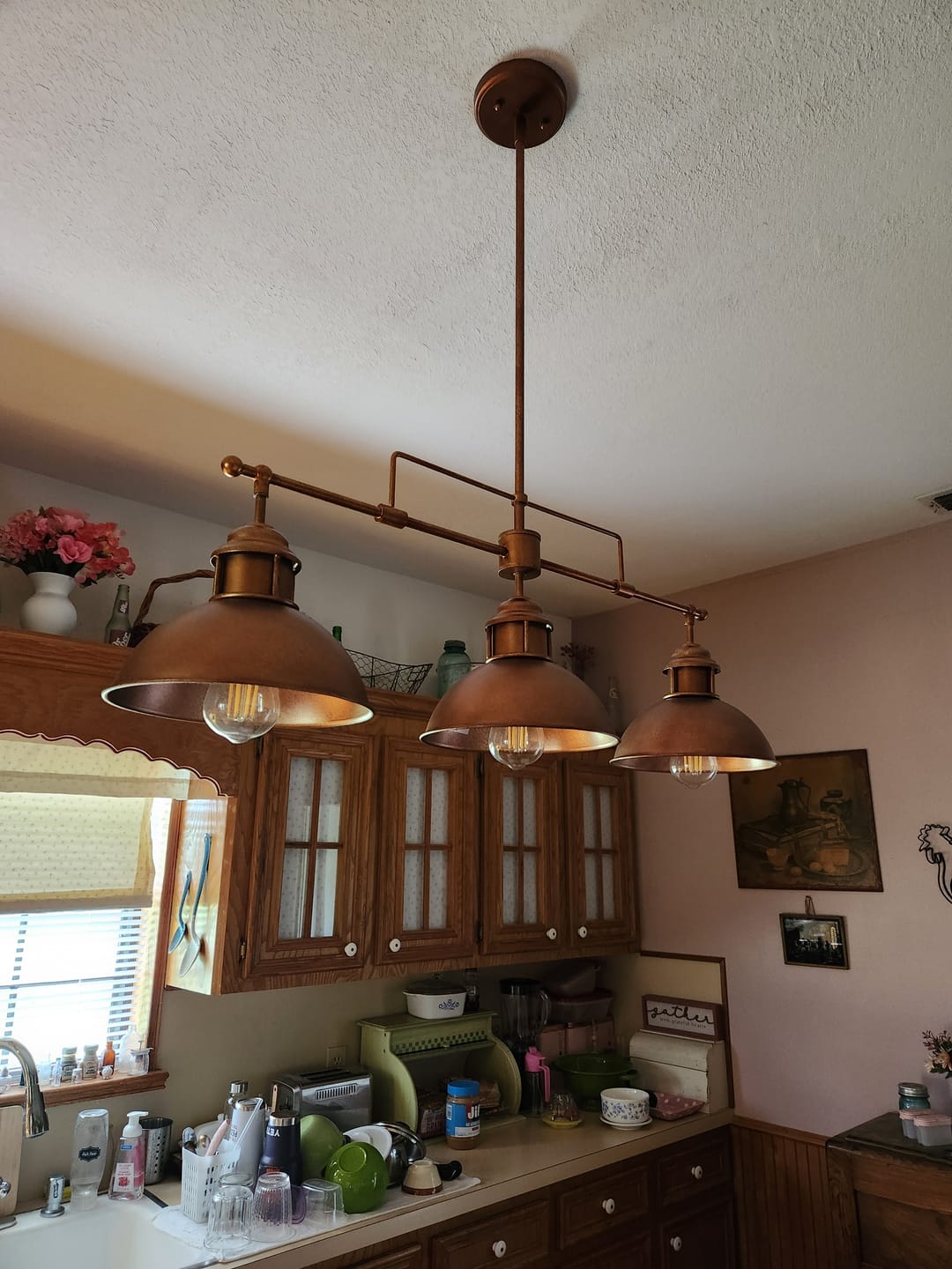Customer photo review of Modern Farmhouse 3-light Island Pot Lid Dome Pendant