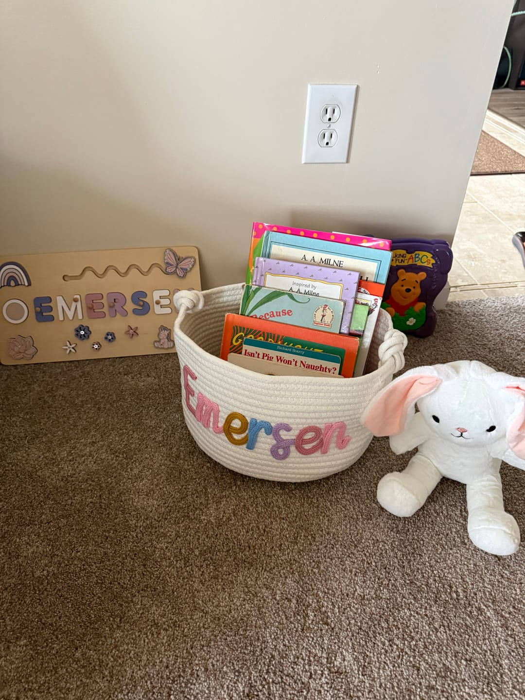 Customer photo review of Baby Knits™  Multicolor Personalized Knitted Basket