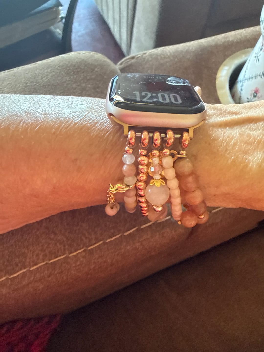 Customer photo review of Burgundy Rose Stretch Apple Watch Strap