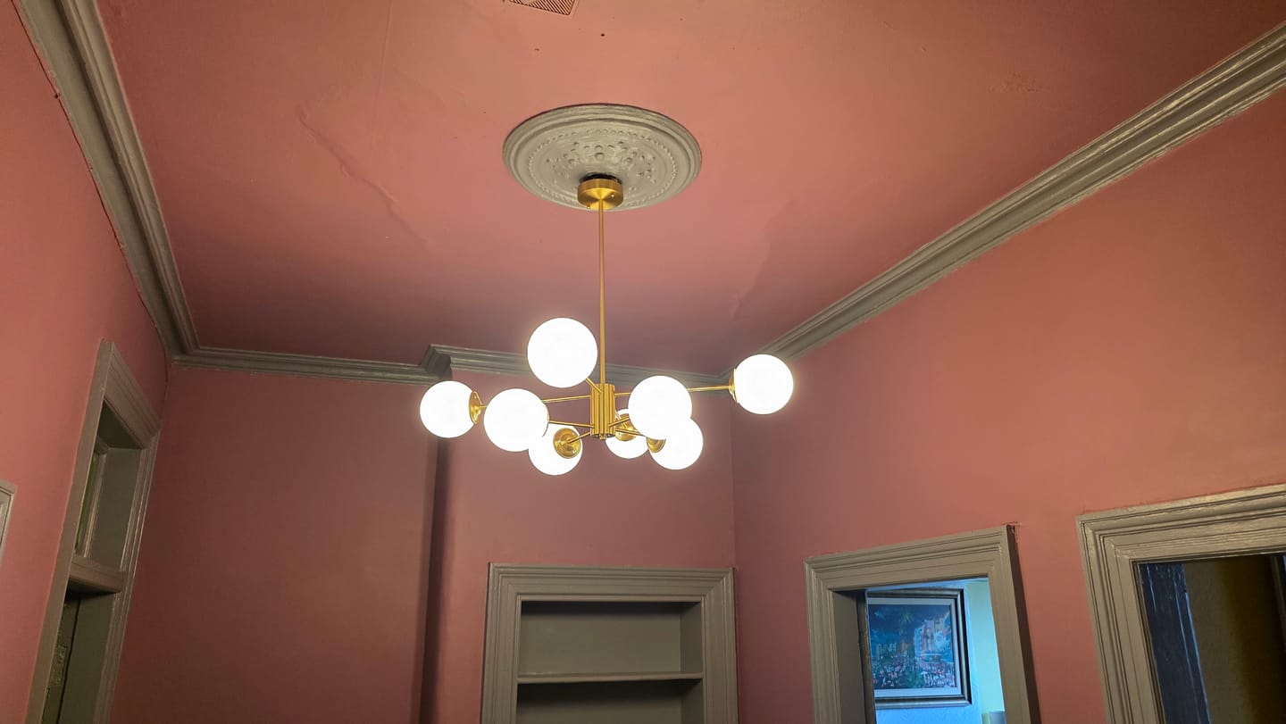 Customer photo review of 6/8/12-Light Mid-Century Modern Opal White Glass Globe Chandelier