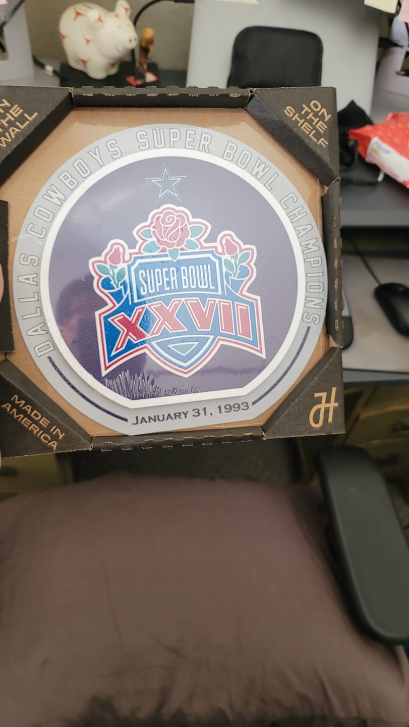 Customer photo review of Dallas Cowboys XXVII Super Bowl "Double Play" On the Shelf or on the Wall Art