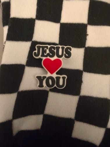 Customer photo review of 1pcs PVC Religious Jesus Clog Shoe Charms Holy Bible Shoe Decorations Pins for Woman Men Party Favor Gifts DIY Clips Accessories