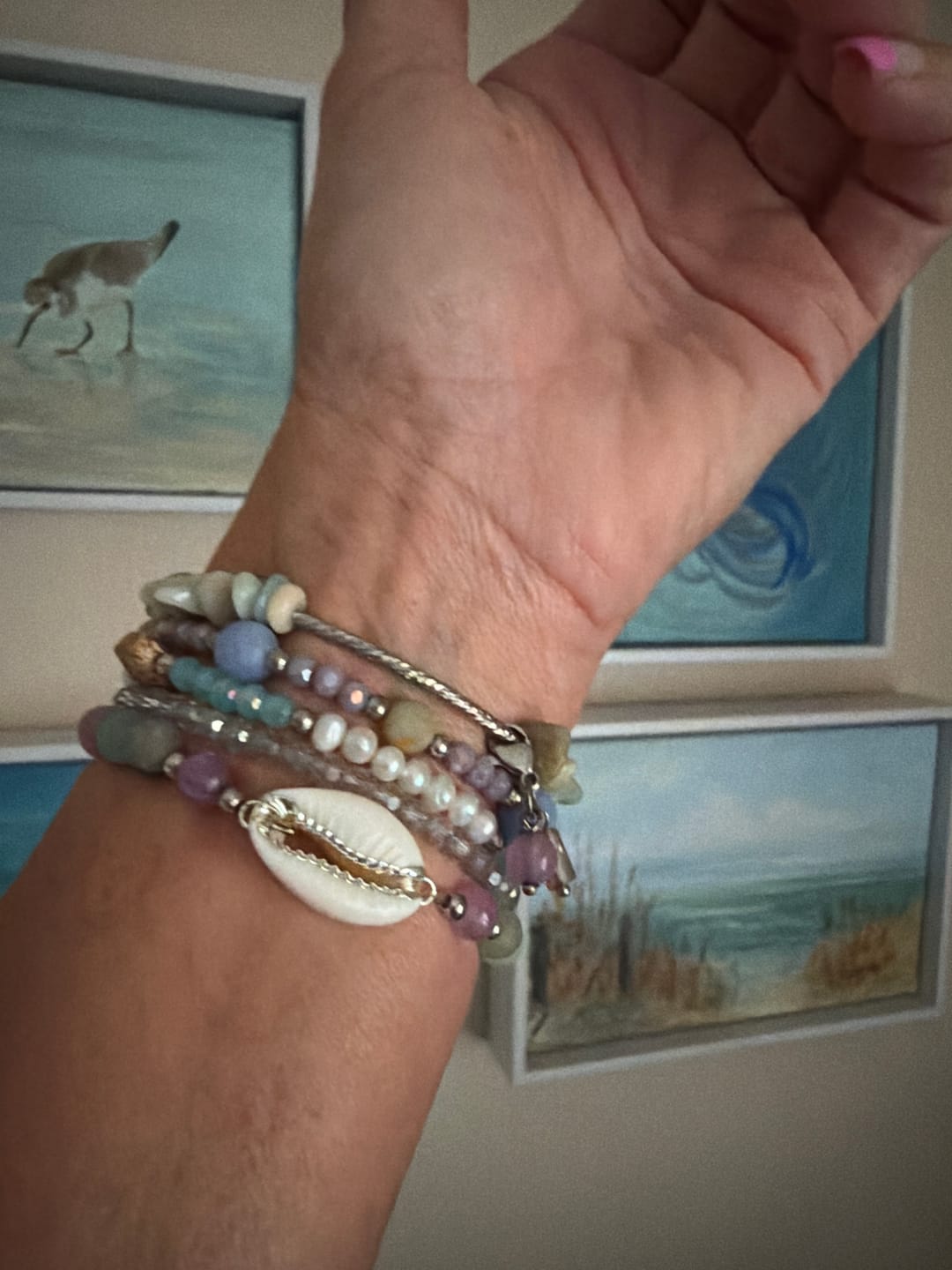 Customer photo review of Seaside Dreams Stretch Apple Watch Strap