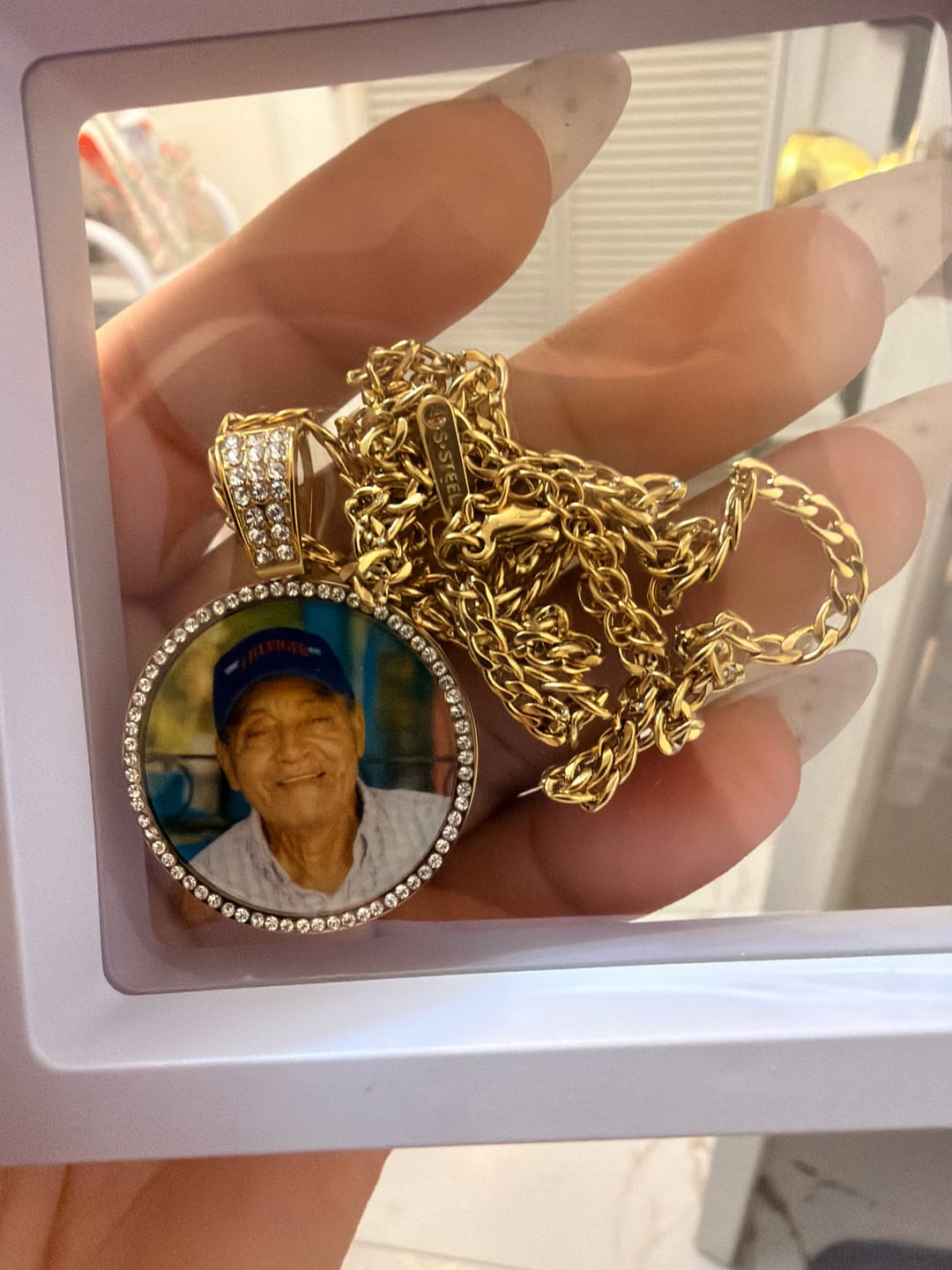 Customer photo review of Iced Photo Pendant w/ Cuban Chain