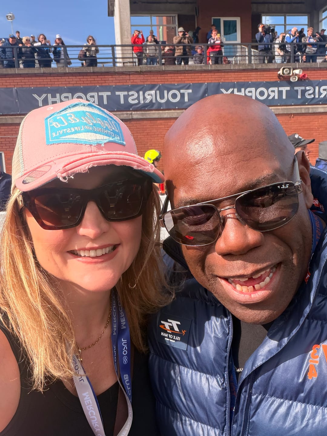 Customer photo review of Pastel Pink & Blue Diamond Trucker Hat
