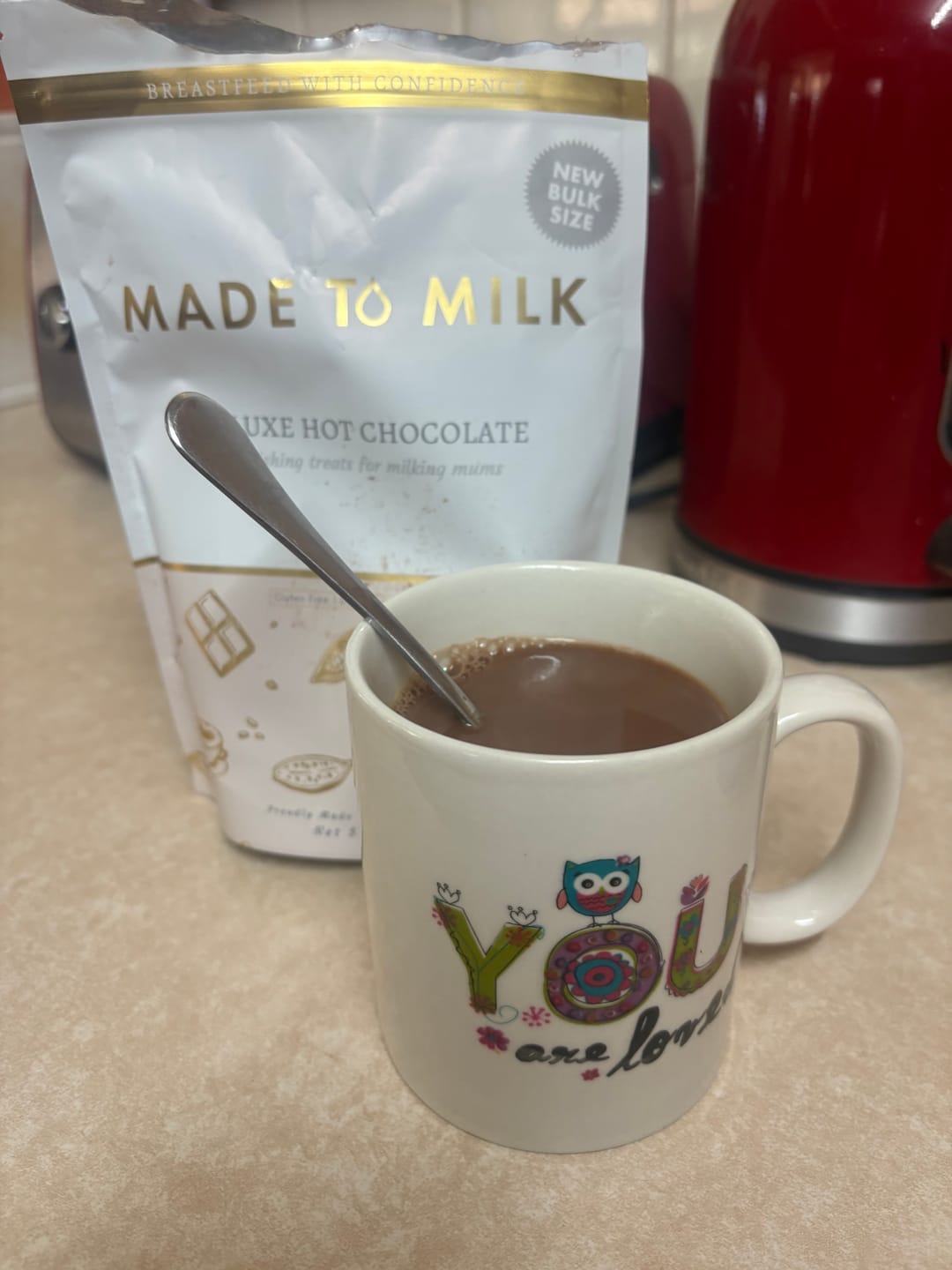 Customer photo review of Deluxe Lactation Hot Chocolate - GF, DF & SF