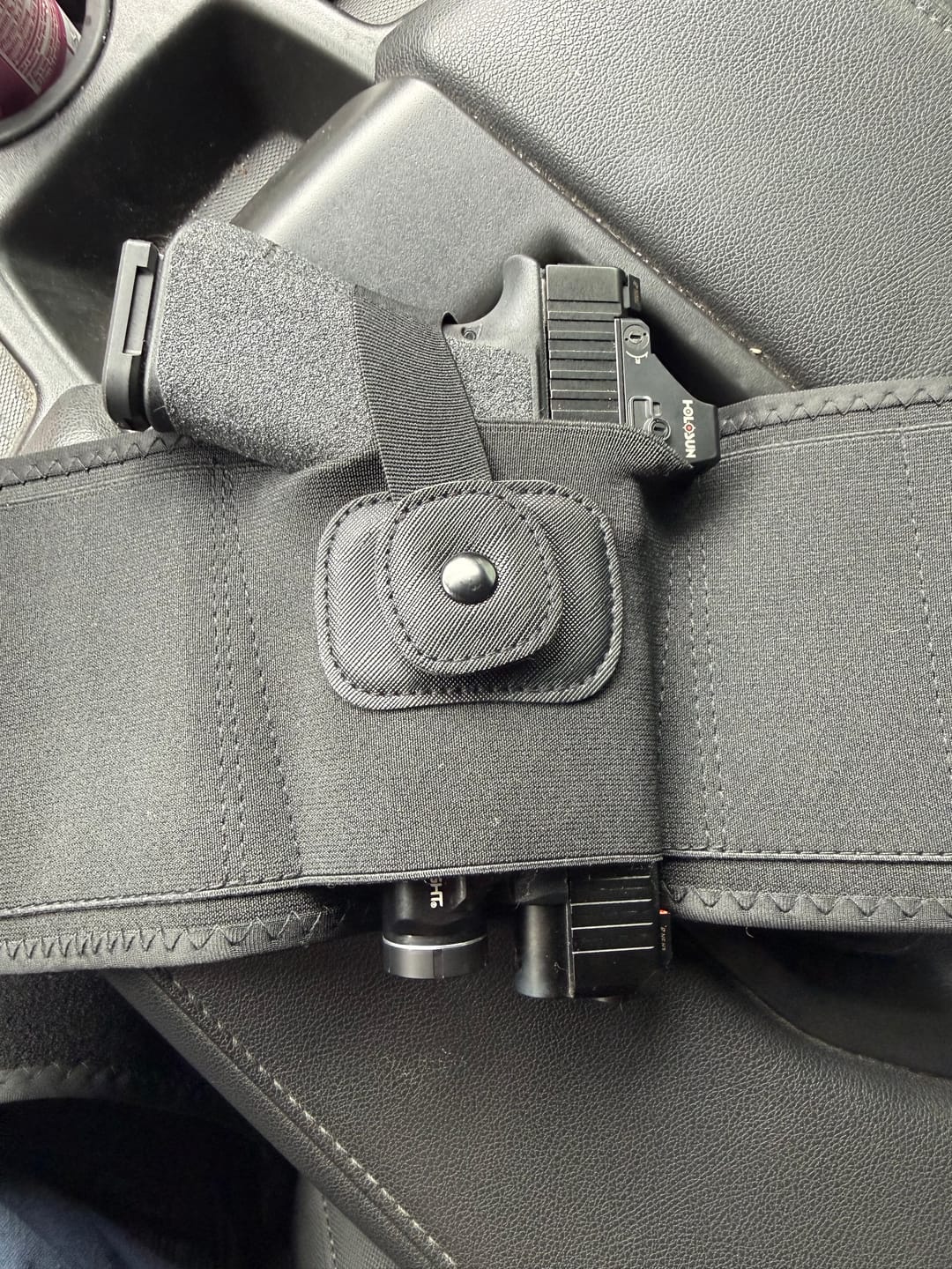 Customer photo review of BravoBelt Laser Fit Edition – Belly Band Holster | Fits Pistols with Weapon Mounted Lights, Lasers & Red Dots | Unisex (Black)