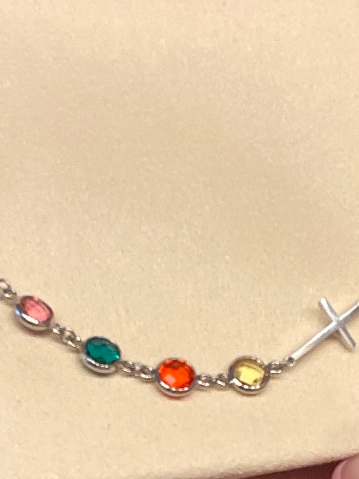 Customer photo review of Cross with Birthstone Necklace