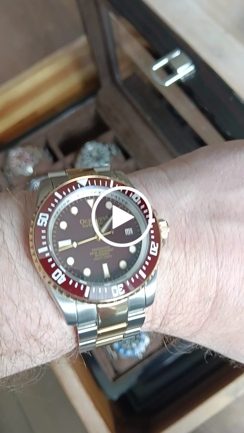 Customer video review of Oceaneva Men's Deep Marine Explorer II 1250M Pro Diver Watch Brown Yellow Gold