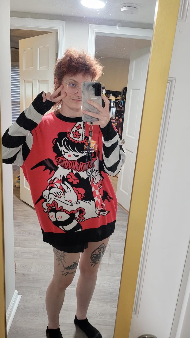 Customer photo review of Vampire Clown Sweater