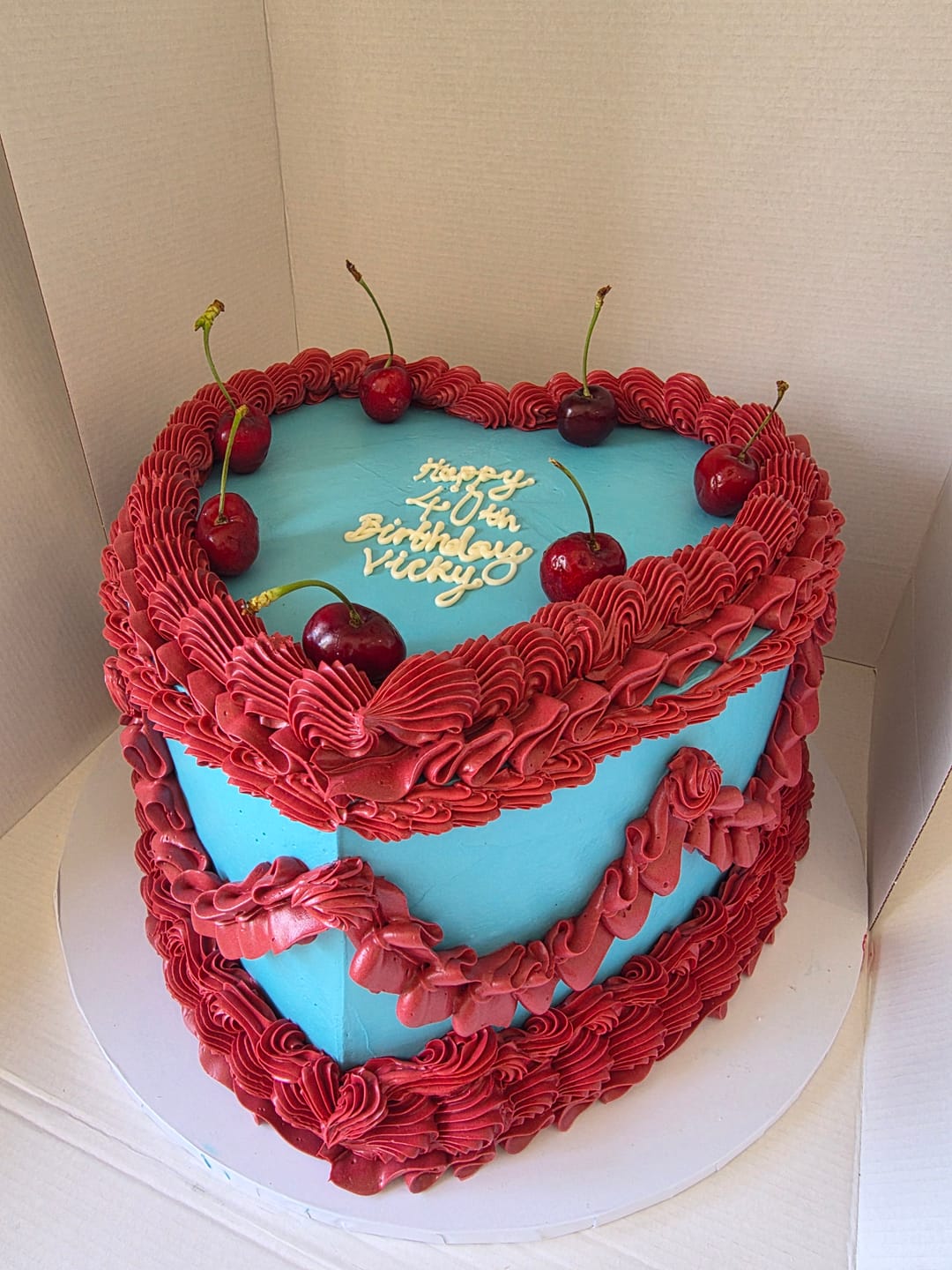 Customer photo review of Private Order Bespoke Vintage Heart Cake