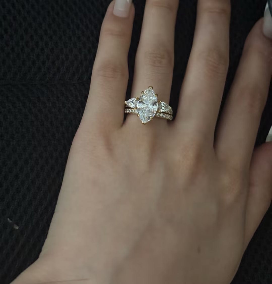 Customer photo review of S925 4.0Ct Marquise Cut Insert Wedding Ring Set For Women Stackable Ring Set In Sterling Silver