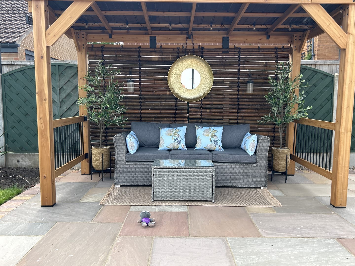 Customer photo review of Outdoor Garden Waterproof Rectangle Cushion - Birds On Elderflower