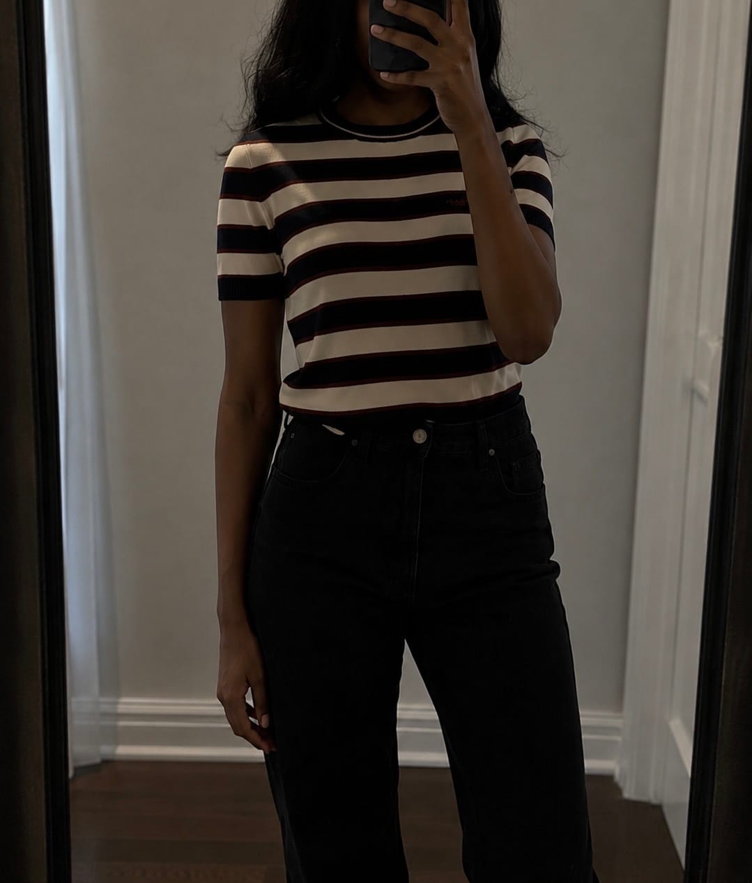 Customer photo review of Prada Navy Blue natural striped T-shirt