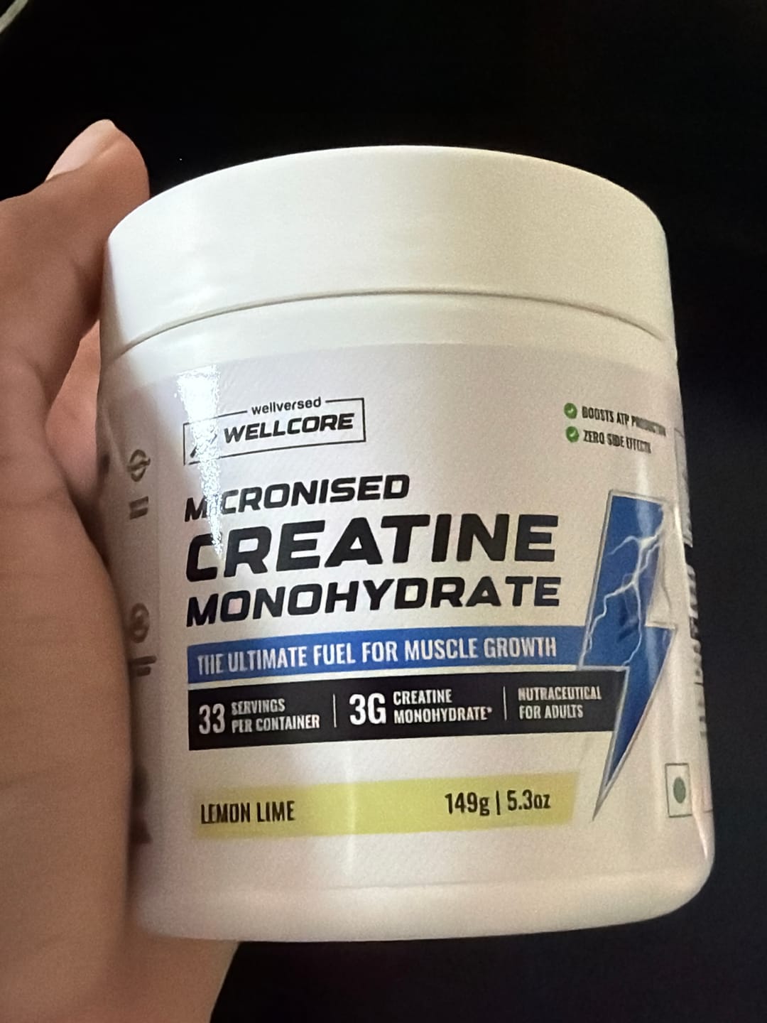 Customer photo review of Wellcore - Pure Micronised Creatine Monohydrate | Lemon Lime (149g, 33 servings)