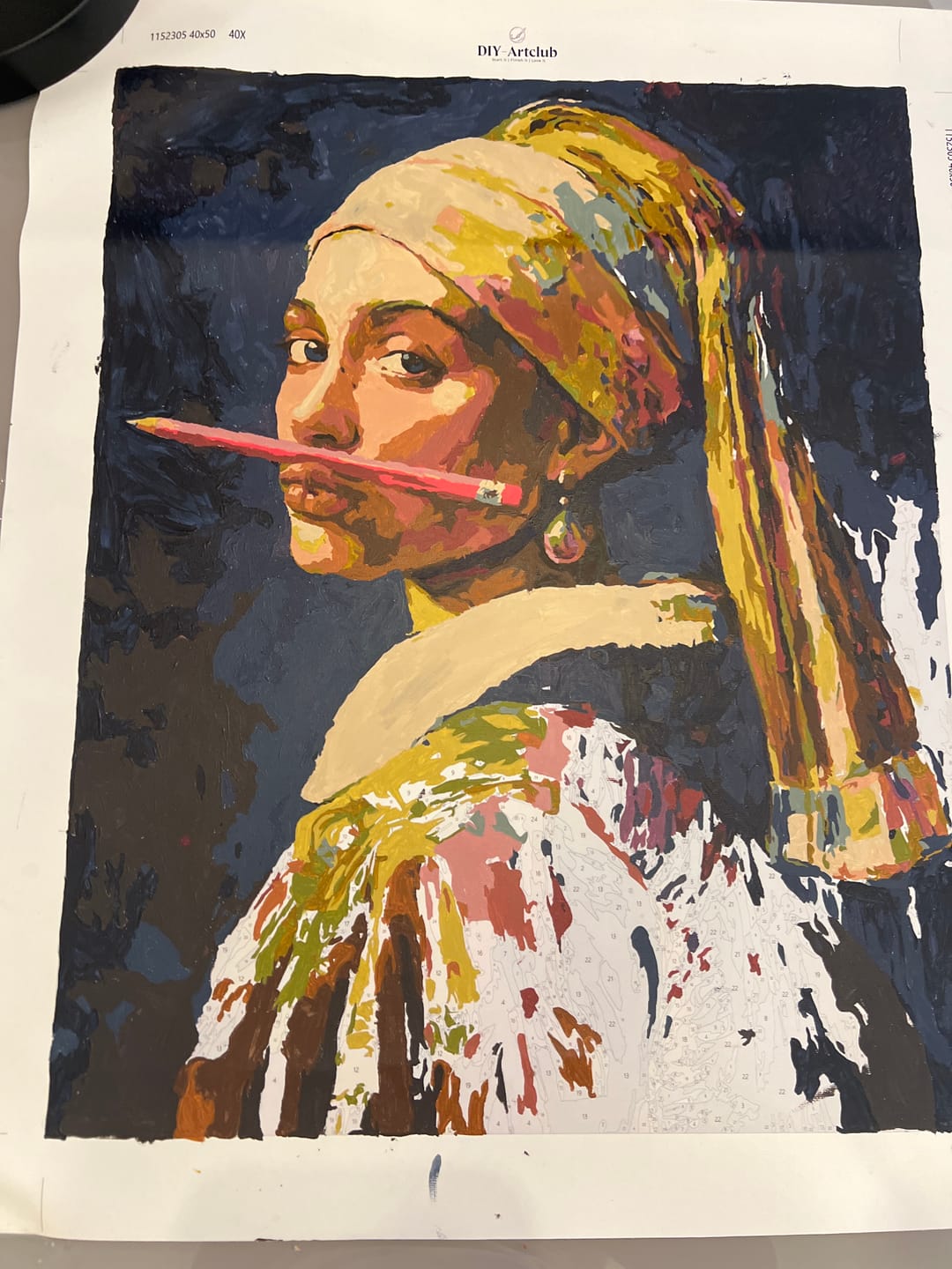 Customer photo review of Girl with a Pencil | Paint by Number