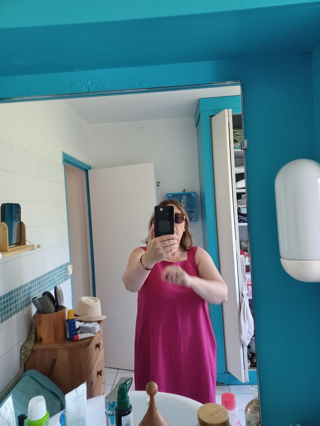 Customer photo review of Robe Sybille — Viscose-lin rose fuchsia