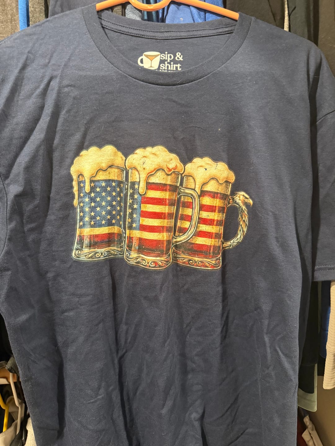 Customer photo review of American Flag Beer Mugs T-Shirt