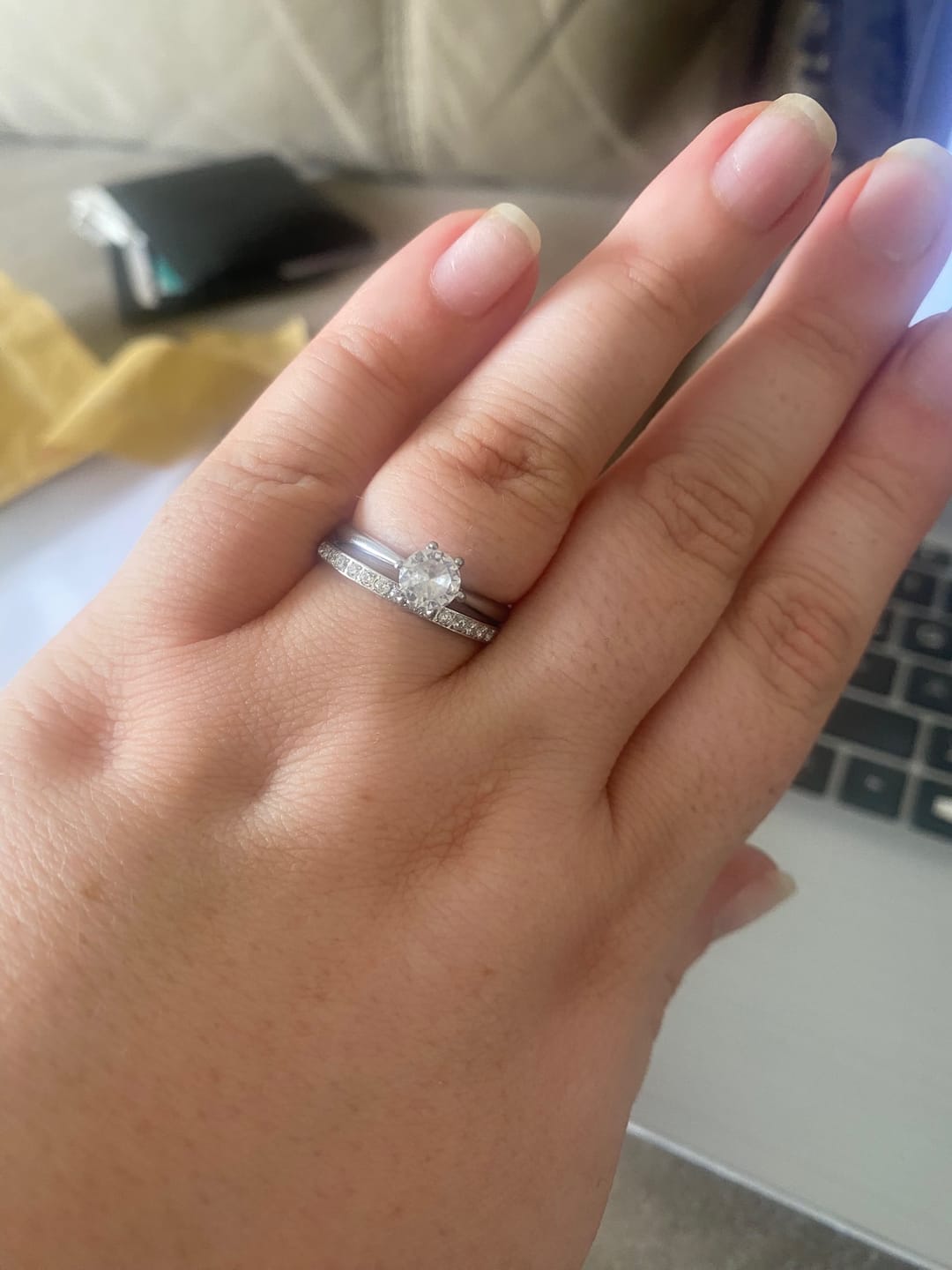 Customer photo review of White Gold 2mm Full Glitz Ring