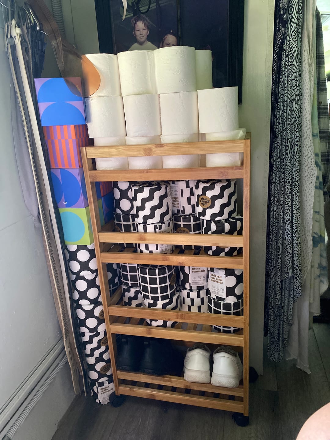 Customer photo review of Bamboo Slim Storage Cart with Wheels (4-Tier)