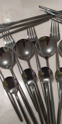 Customer photo review of Modern Black Flatware Set - 24 Piece