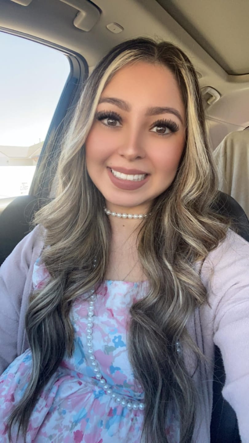Customer photo review of Virgin Genius Weft Hair Extensions Balayage Highlights #4/8/27/4