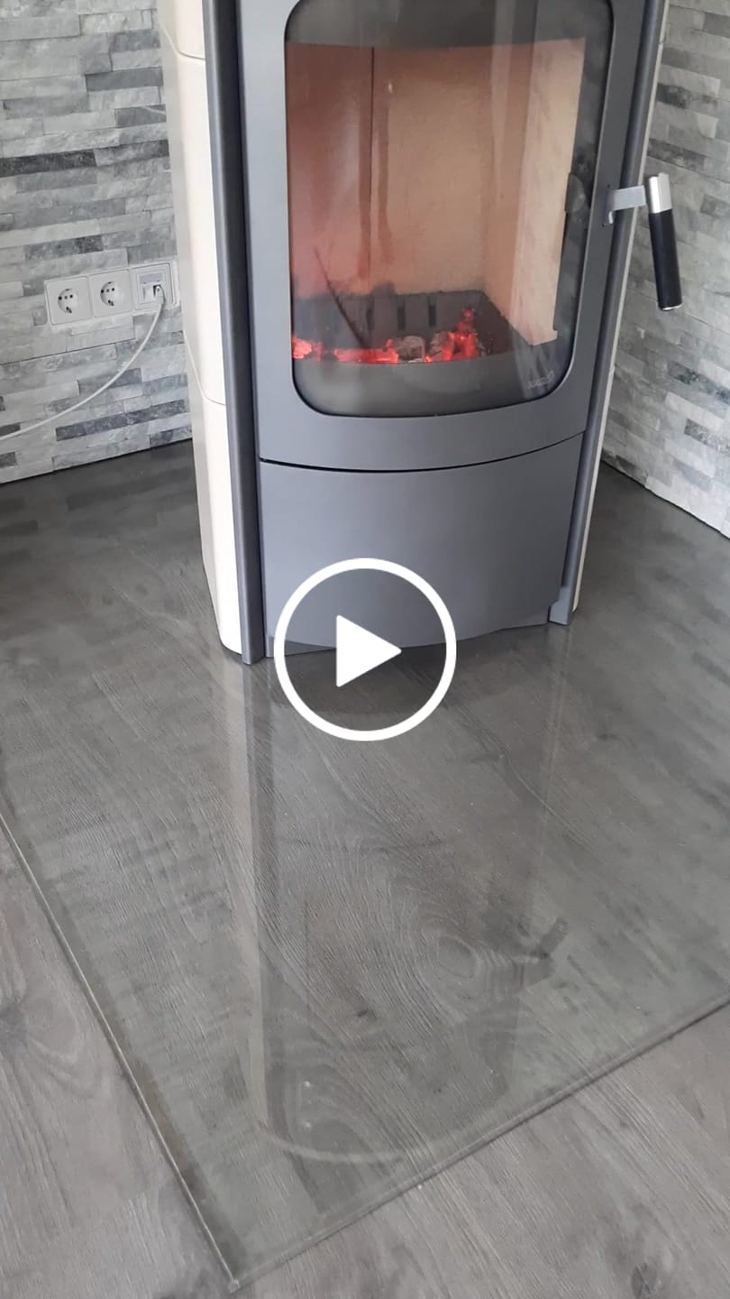 Customer video review of Glasplatte Kamin, Funkenschutzplatte Glas für Kaminofen - Rechteck