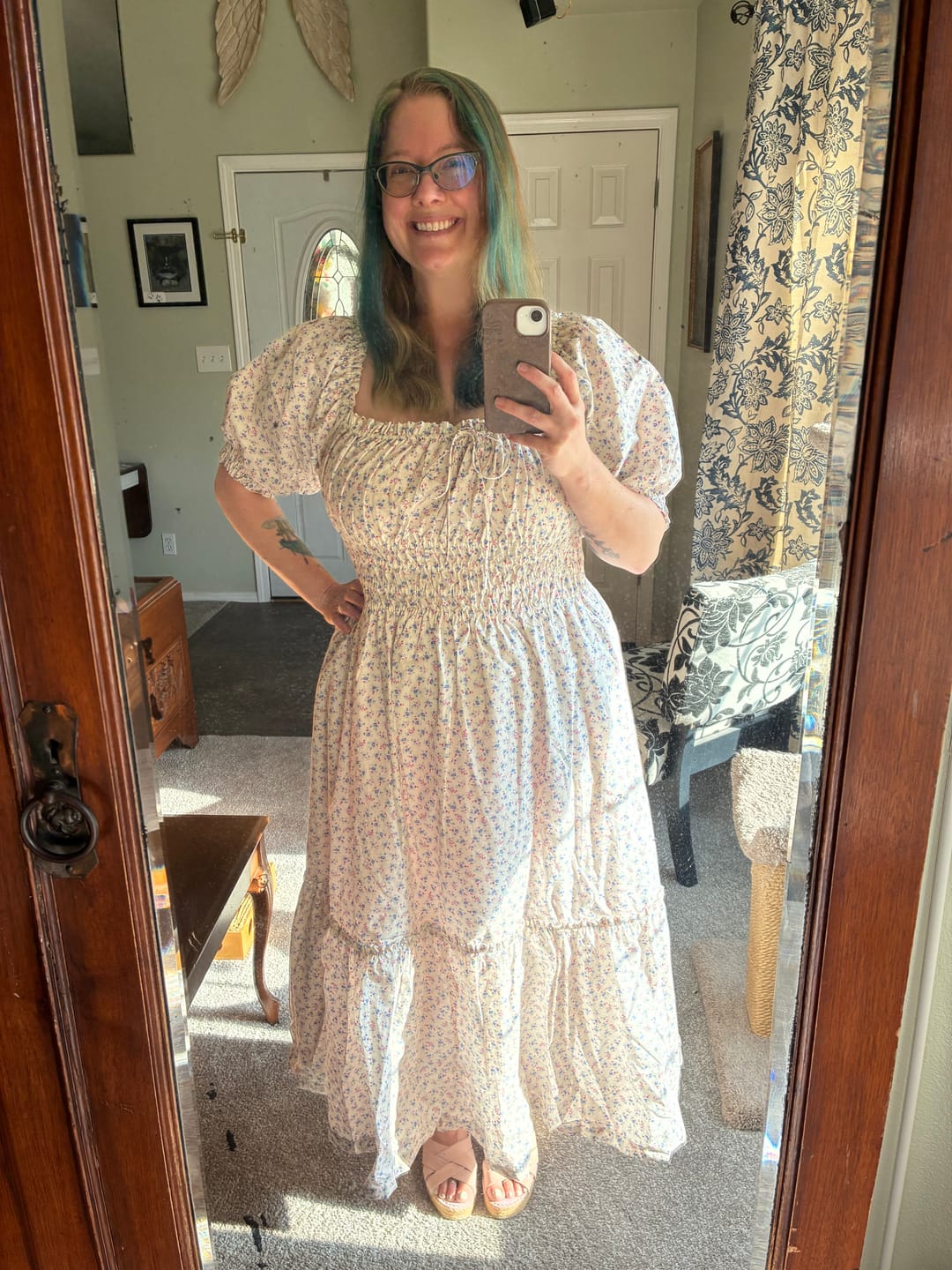 Customer photo review of The "Marin" Buttercup Floral Cotton Maxi Dress