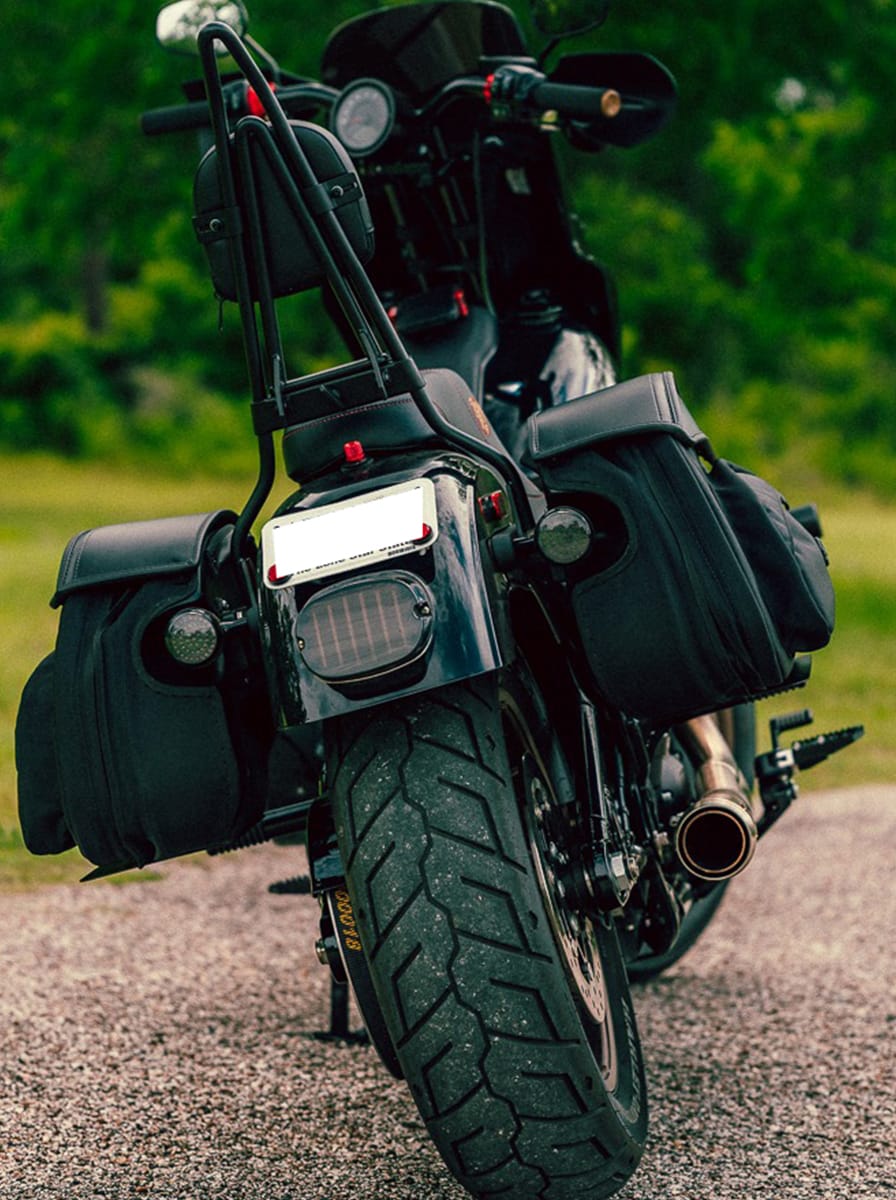 Customer photo review of Iron Born Blade 25" Sissy Bar with Foldable Luggage Rack for Harley Softail Low Rider S FXLRS Matte Black