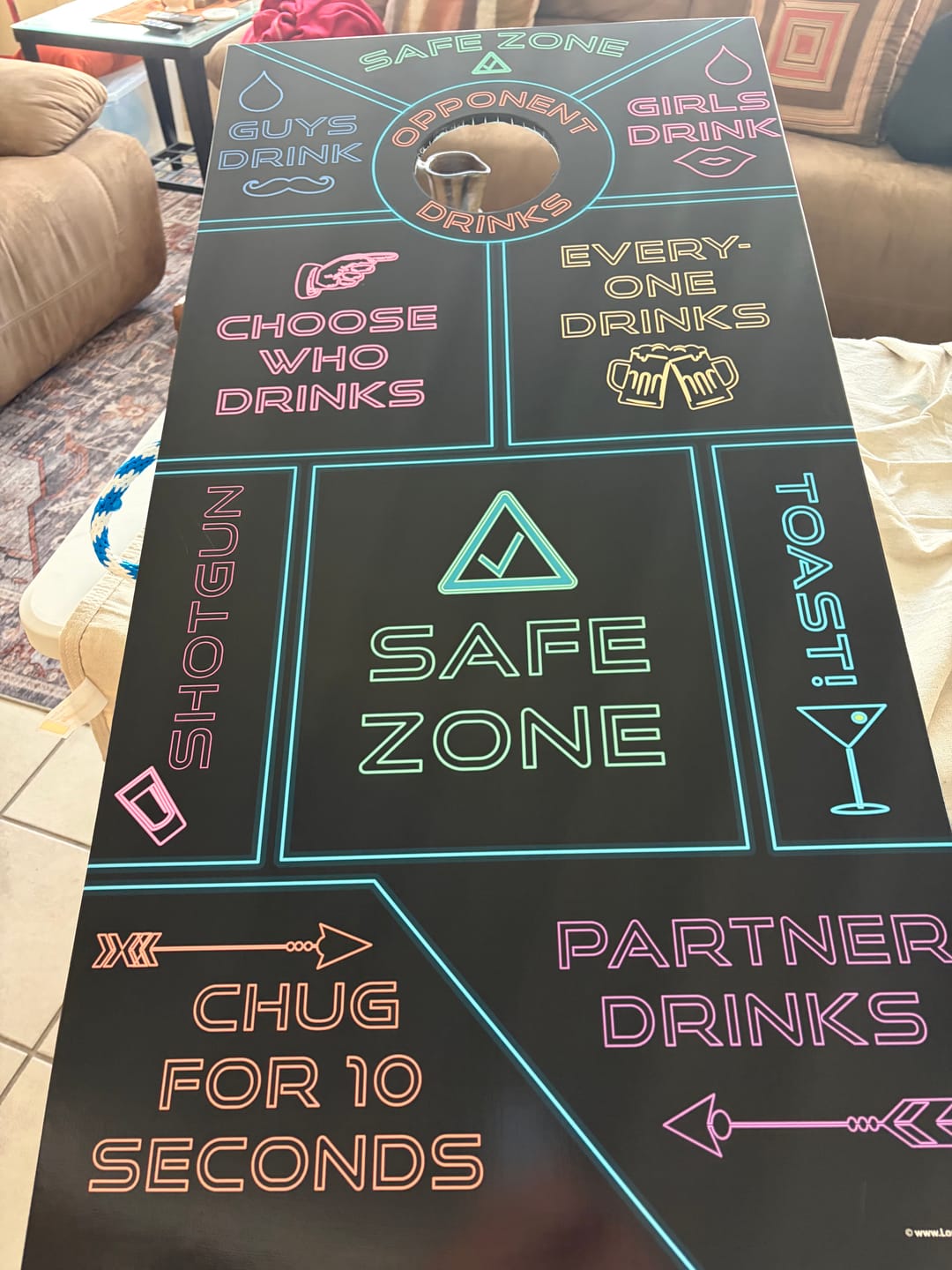 Customer photo review of Drinking Game - Cornhole Board Wrap - Set of 2