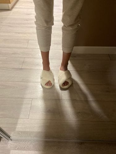 Customer photo review of Nordic Cozy Cross Band Slippers