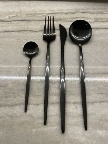 Customer photo review of Modern Black Flatware Set - 24 Piece