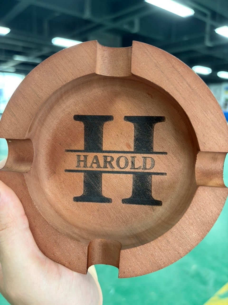Customer photo review of Personalized Name Walnut Cigar Ash Tray for Dad,Grandpa,Boyfriend,Friend