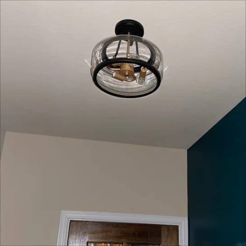 Customer photo review of 3-Light Modern Farmhouse Semi Flush Mount in Open Clear Glass
