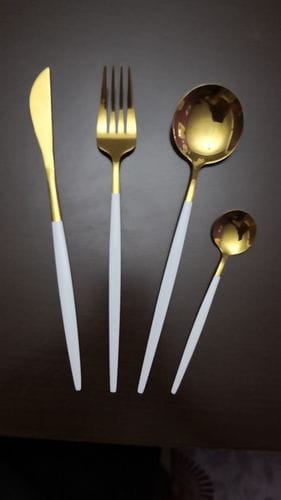 Customer photo review of Modern Golden Flatware Sets - 24 Piece