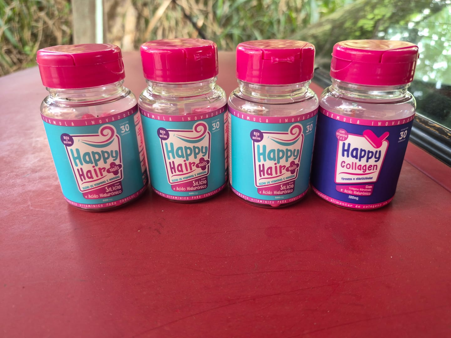 Customer photo review of Happy Hair 3 Potes + 1 Colágeno Grátis