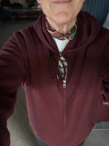 Customer photo review of Port Red Cashmere Zip Up Hoodie with Pockets Large