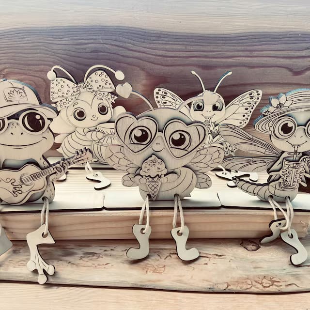 Customer photo review of 8 Summer Shelf Sitters Figurines SVG Laser Cut File