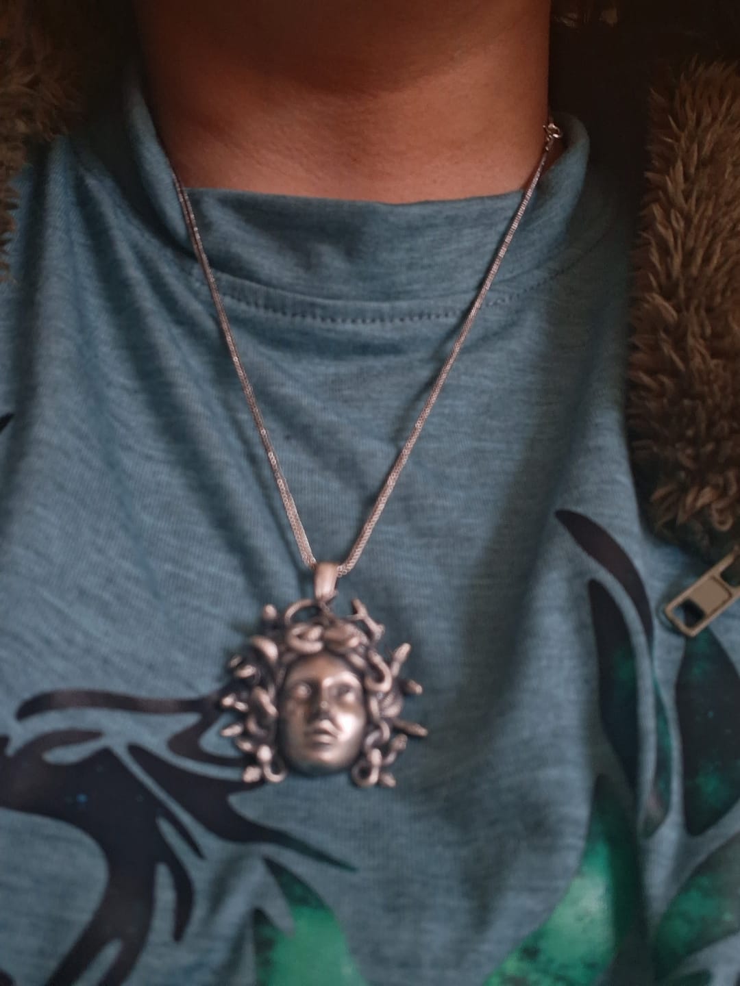 Customer photo review of Medusa Head Necklace