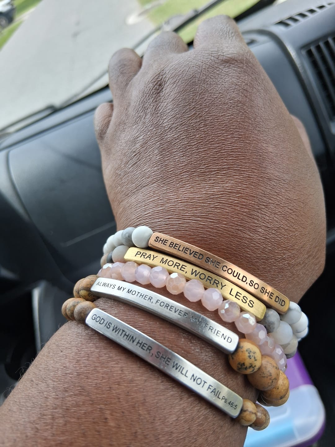 Customer photo review of DROP #2: PRAY MORE. WORRY LESS - BRACELET
