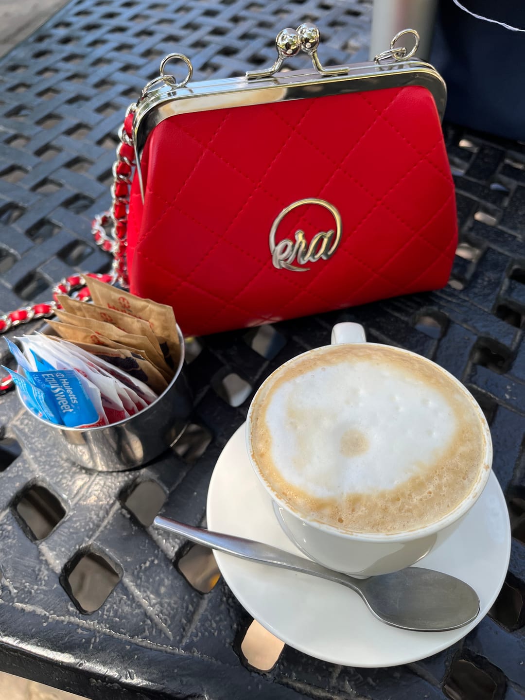 Customer photo review of ERA Mini Kisslock Chain Bag – Red