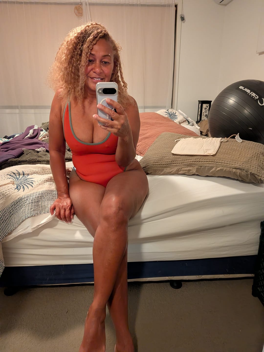 Customer photo review of Round Neck Swimsuit - Tangerine