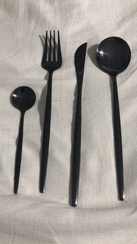 Customer photo review of Modern Black Flatware Set - 24 Piece