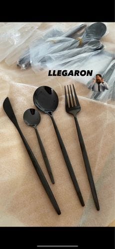 Customer photo review of Modern Black Flatware Set - 24 Piece