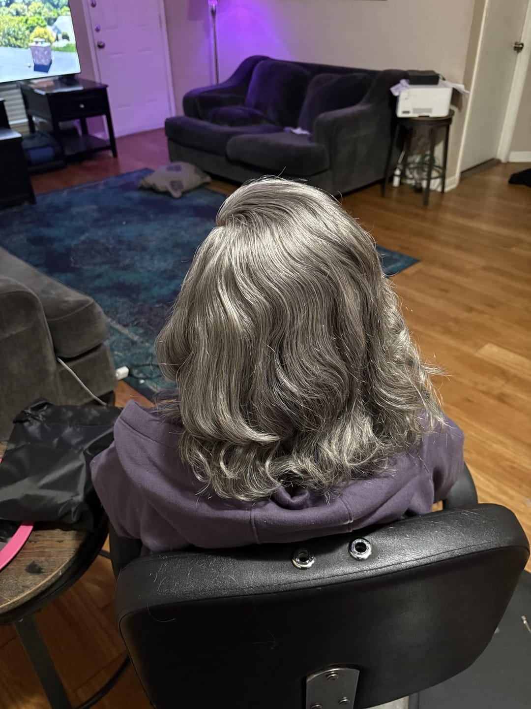 Customer photo review of Luvwin 5X5 Salt & Pepper More Salt Highlight Front Glueless Wave Wig