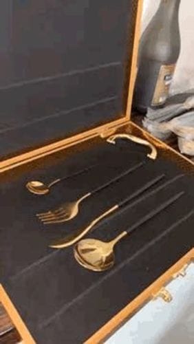 Customer photo review of Modern Golden Flatware Sets - 24 Piece