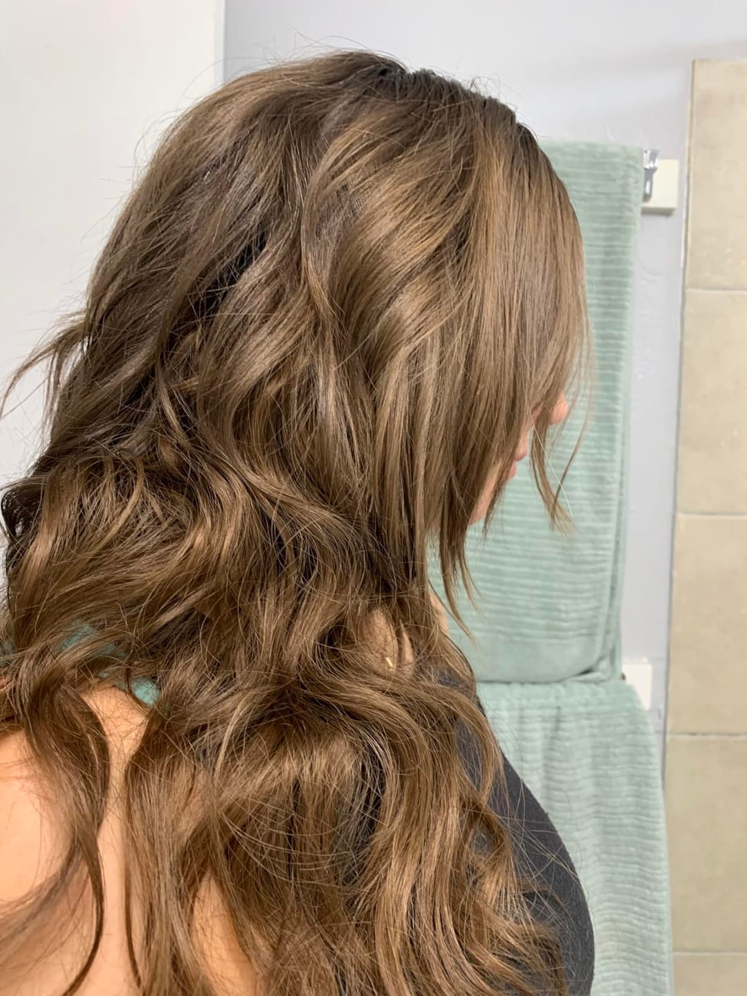 Customer photo review of Virgin Genius Weft Hair Extensions Medium Brown #4