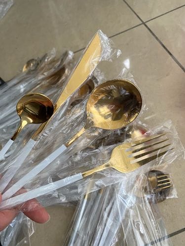 Customer photo review of Modern Golden Flatware Sets - 24 Piece